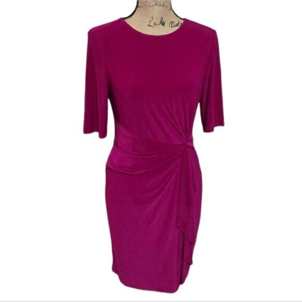 Ralph Lauren Fuscia Ruched Tied Waist detail Dress Women's Size 6 P Petite New